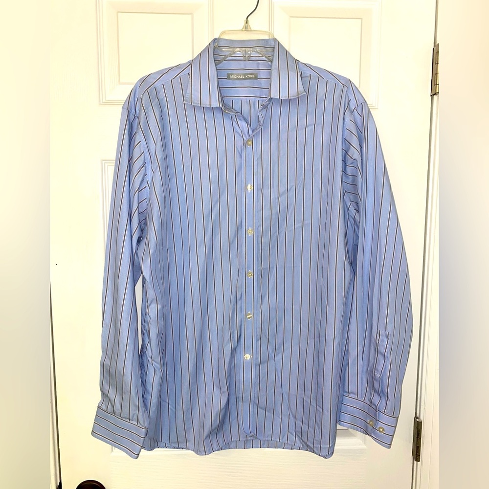 Michael Kors button down striped dress shirt. Size 17 34/35